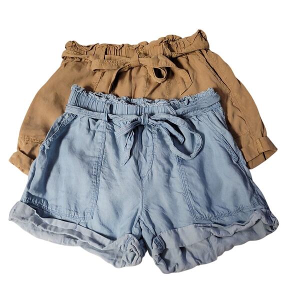 Aerie Paper Bag Waist Shorts 2 Pairs Beachy Summer Lightweight Vacation Size‎ XS - Picture 1 of 7